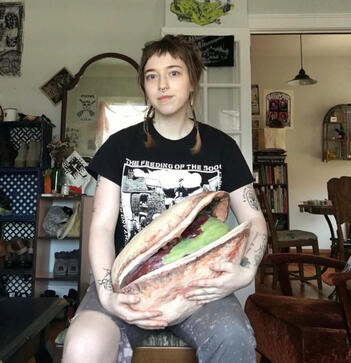 Portrait of Madonna and Child, Ceramic Pistachio, Clay, acrylic paint, 2024